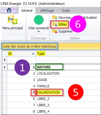 Liste type critère stat