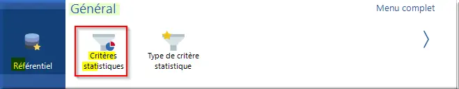 menu Critères statistiques