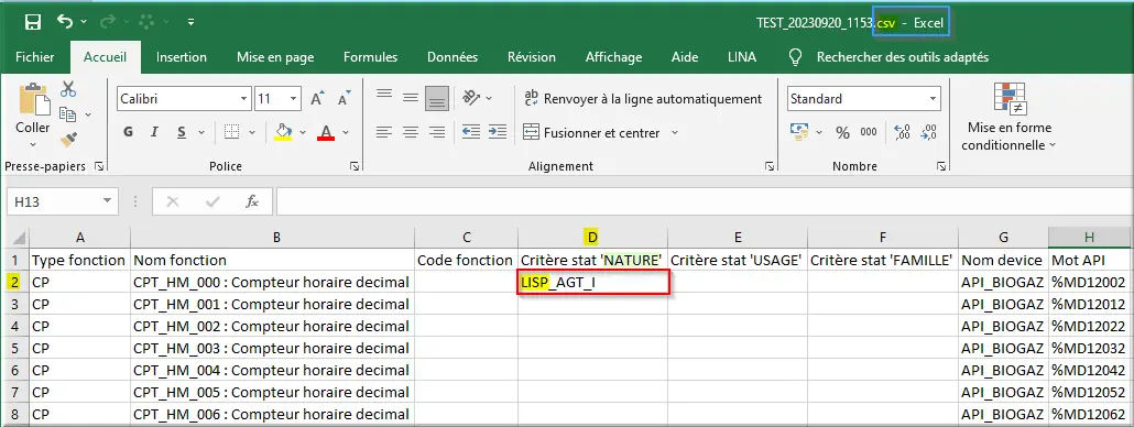 Fichier CSV à compléter