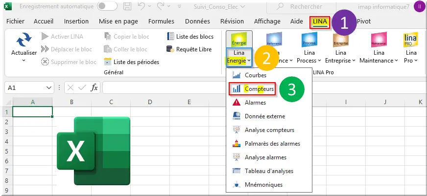 Add-in Lina Energie dans Excel