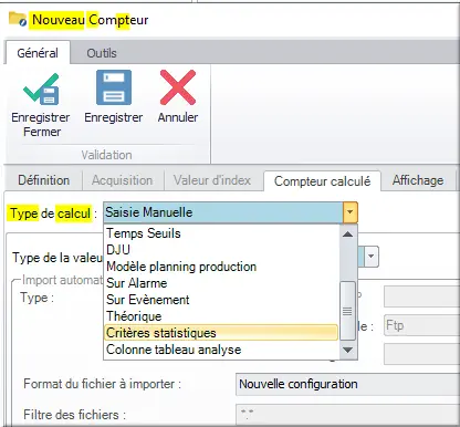 Type de calcul : Critères statistiques
