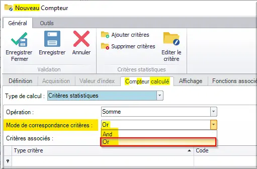 Mode de correspondance critères : Or